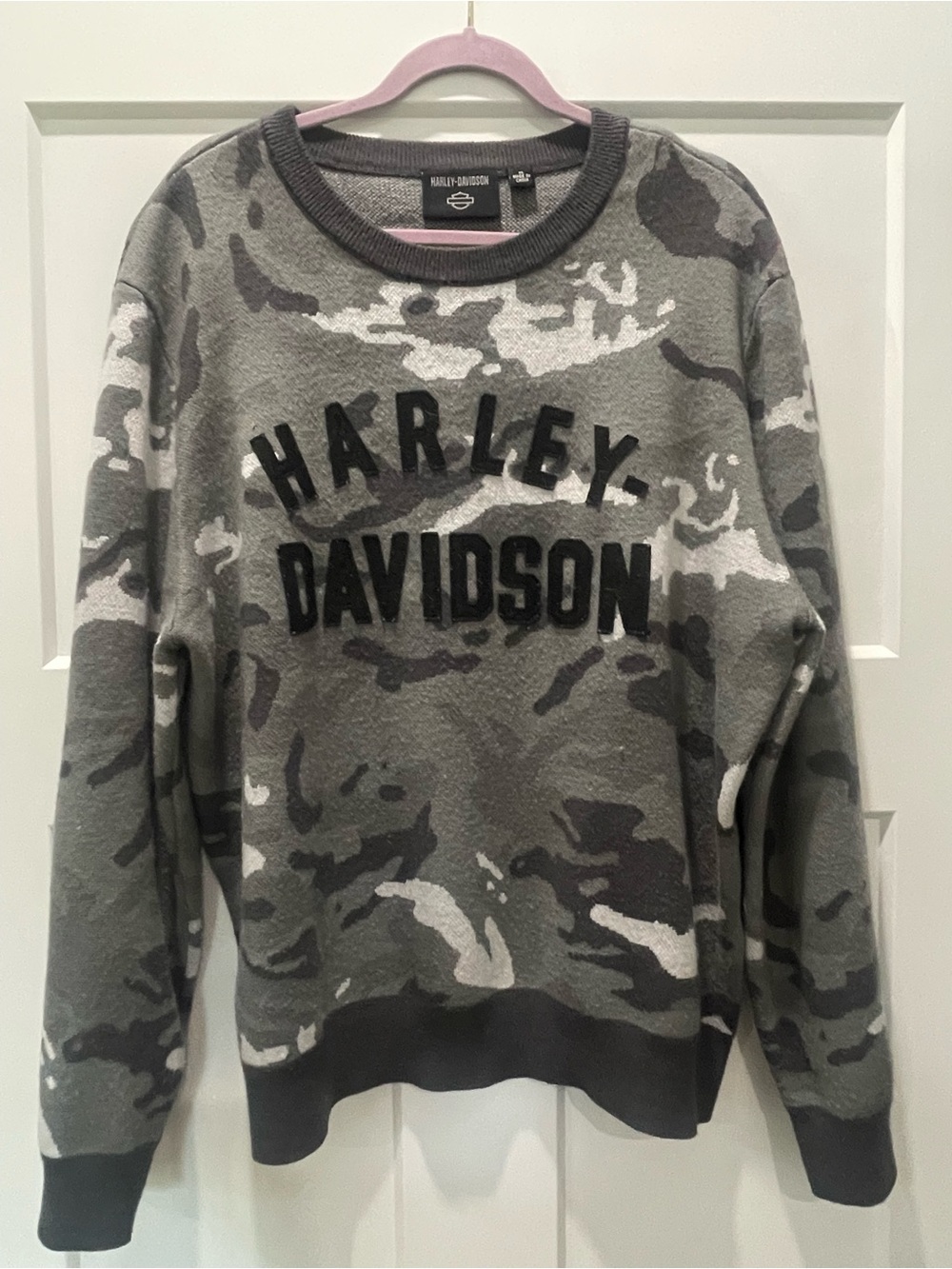 Harley-Davidson Gray & Black Camo Crewneck Sweatshirt